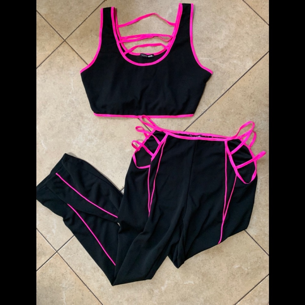 Black and pink two piece set